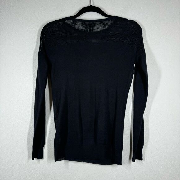 L’AGENCE Long Sleeve Black Crewneck Sweater Sheer Open Knit Women’s Size XS - Picture 4 of 6